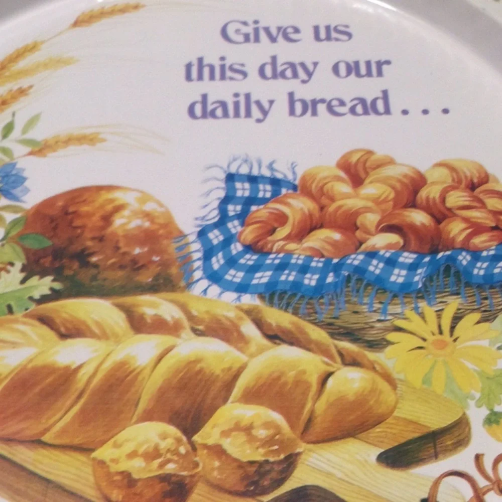 Vintage 1987 Metal Serving Tray Give us this day..​